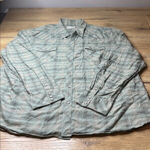 Men’s Tacovas Sage Plaid Pearl Snap Long Sleeve Western Shirt Size XXXL